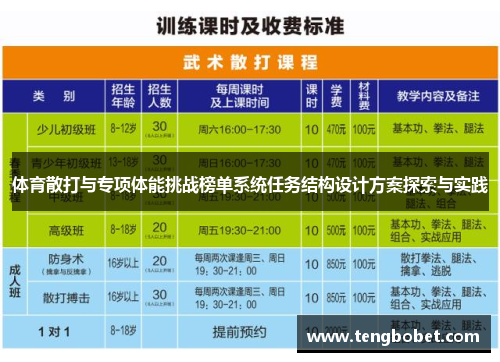 体育散打与专项体能挑战榜单系统任务结构设计方案探索与实践